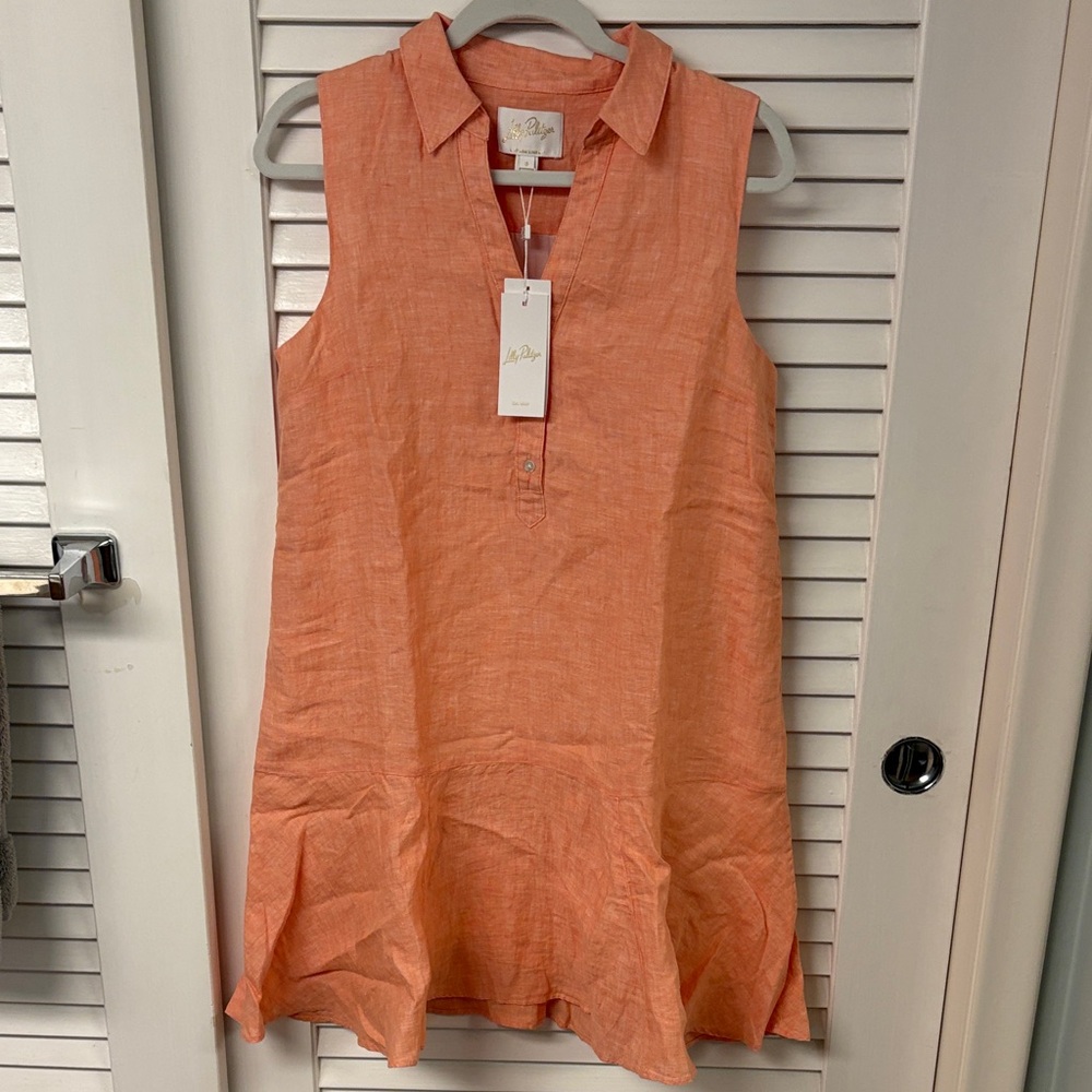 Sleeveless Orange Linen Dress